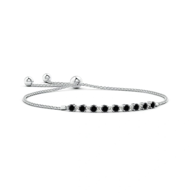 Alternating Enhanced Black & White Diamond Bolo Bracelet