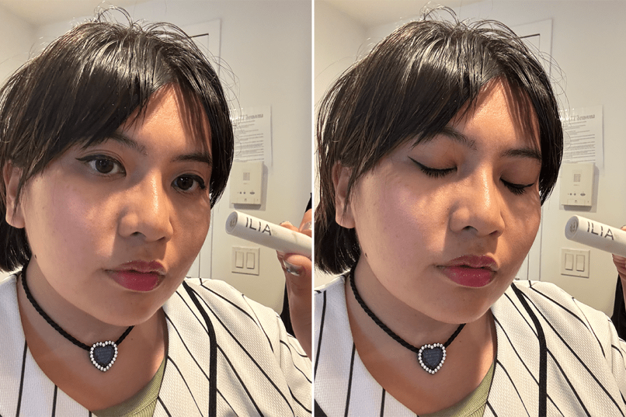 Lea wearing ILIA's Limitless Lash Mascara in black