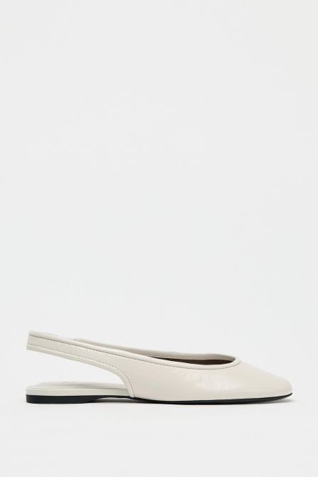 Zara Leather Slingback Ballet Flats in white