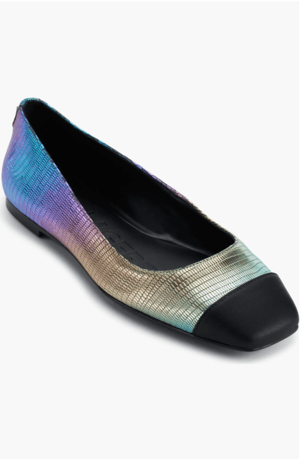 Karl Lagerfeld Paris Zayne Cap Toe Ballet Flat in rainbow multi/black