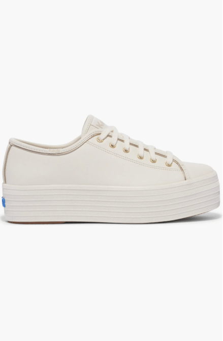 Keds Triple Up Platform Sneaker in white/gold