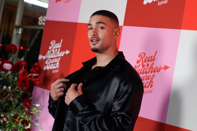 WEST HOLLYWOOD, CALIFORNIA - OCTOBER 08: Miguel Harichi poses as 'Love Island USA' star Kordell Beckham kicks off cuffing season with the creators of iconic 'Got Milk?' to debut "Real Matches are Back" campaign at Mel's Drive In on October 08, 2024 in West Hollywood, California