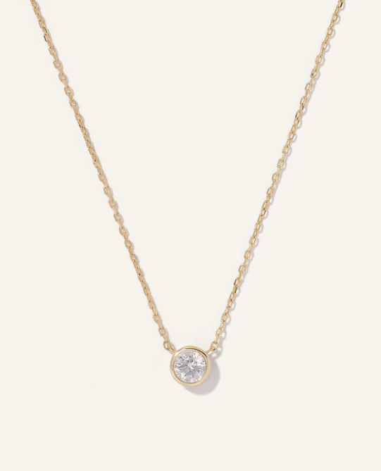 Quince 14K Gold Diamond Bezel Necklace