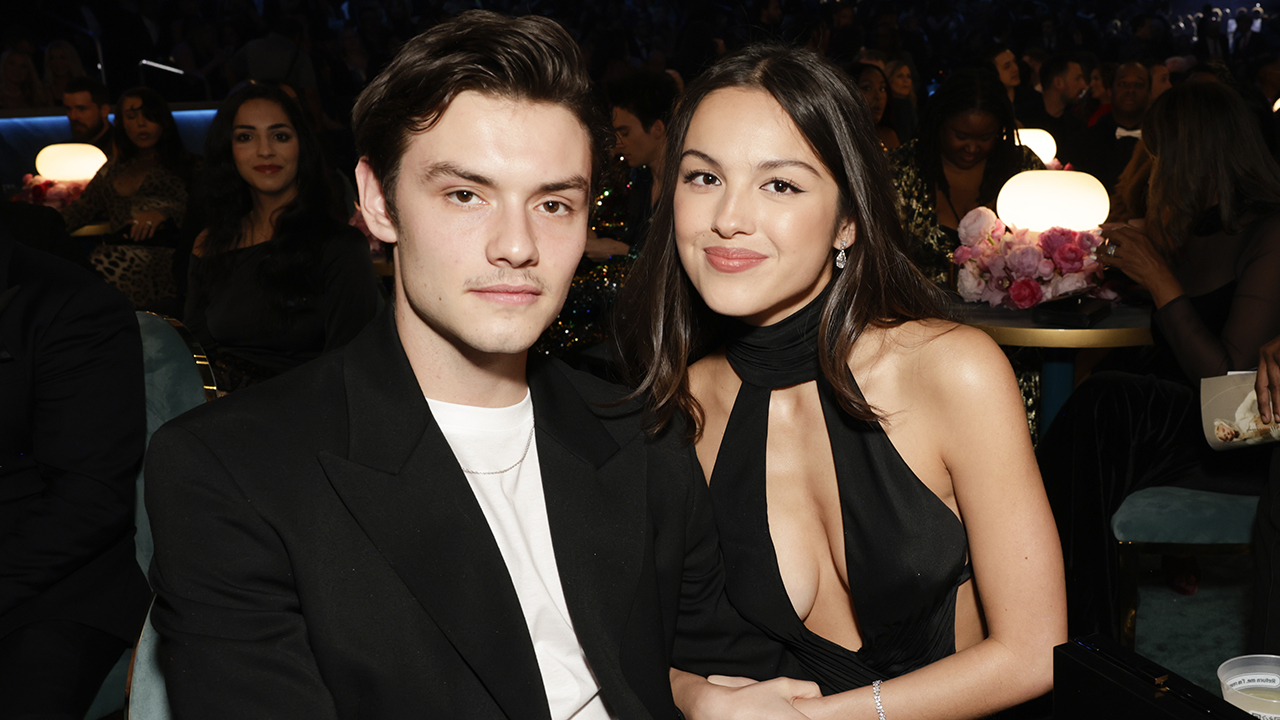 LOS ANGELES - FEBRUARY 2: Louis Partridge and Olivia Rodrigo at The 67th Annual Grammy Awards, airing live from Crypto.com Arena in Los Angeles, California, Sunday, Feb. 2 (8:00-11:30 PM, live ET/5:00-8:30 PM, live PT) on the CBS Television Network, and streaming live and on demand on Paramount+.*