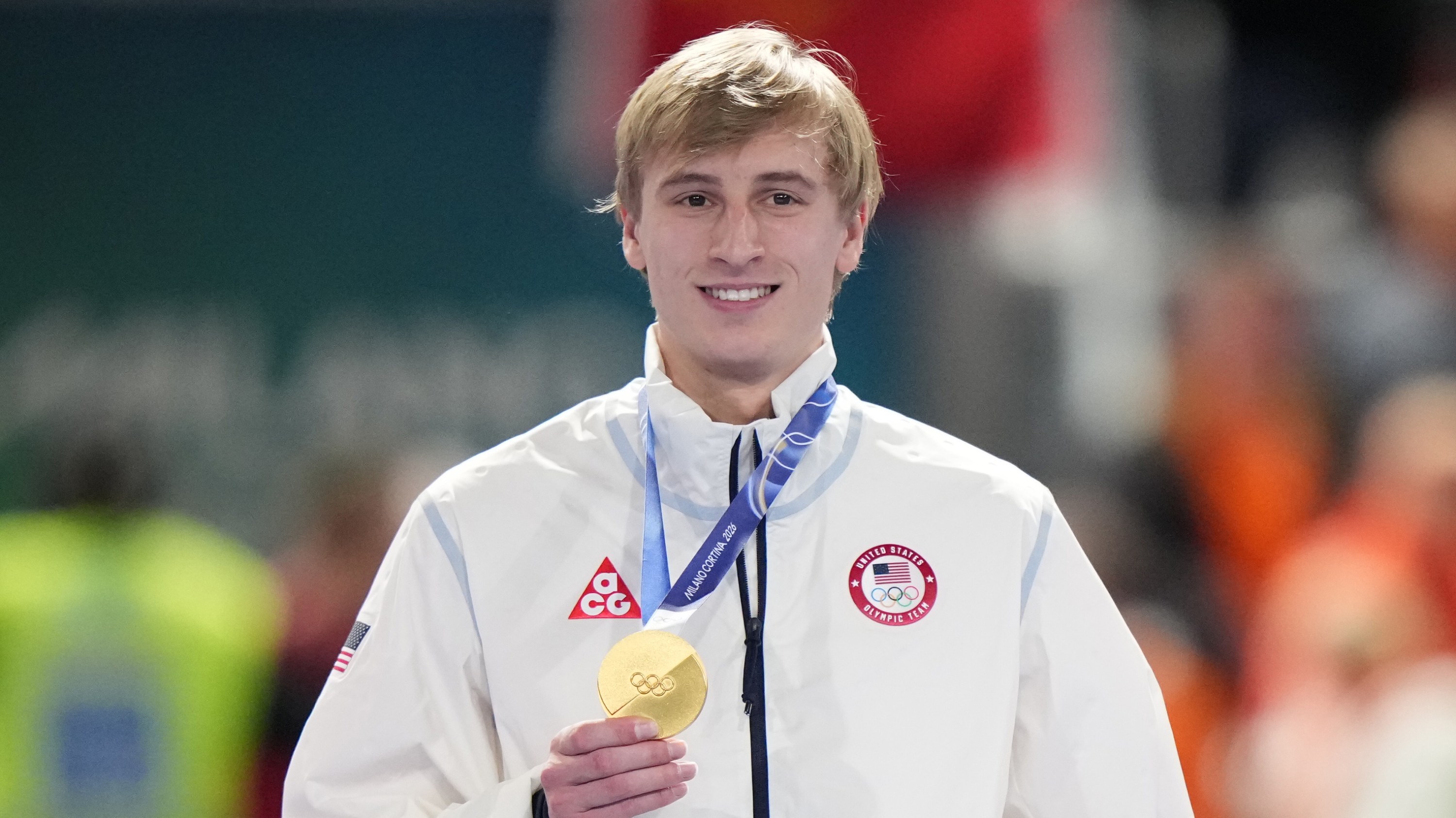 Speed Skating: 2026 Winter Olympics: Gold medalist Jordan Stolz of Team United States poses on the podium during the medal ceremony for the Speed Skating Men's 1000m at Milan Speed Skating Stadium.
Milan, Italy 2/11/2026
CREDIT: Erick W. Rasco